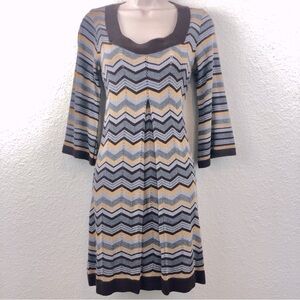 AGB Dress Brown Gray Tan Knit